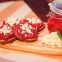 Beet caviar with goat cheese