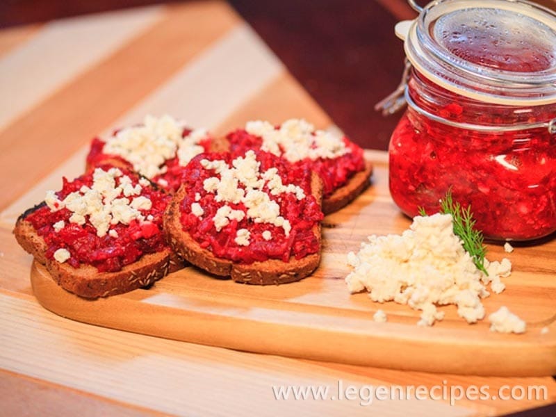 Beet caviar with goat cheese