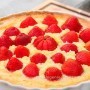 Delicate pie with yogurt filling and strawberries