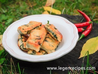 Lazy fried dumplings with spinach