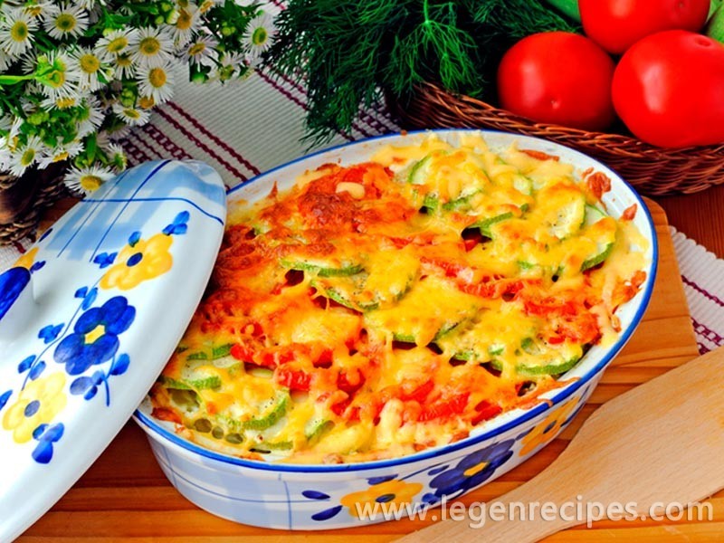 A gratin of zucchini and tomatoes