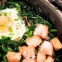 Baked Eggs with Wilted Spinach and Salmon