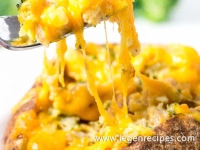 Broccoli Cheddar Stuffed Baked Potato with Chicken