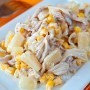 Recipe salad with pineapple and chicken and mushroom