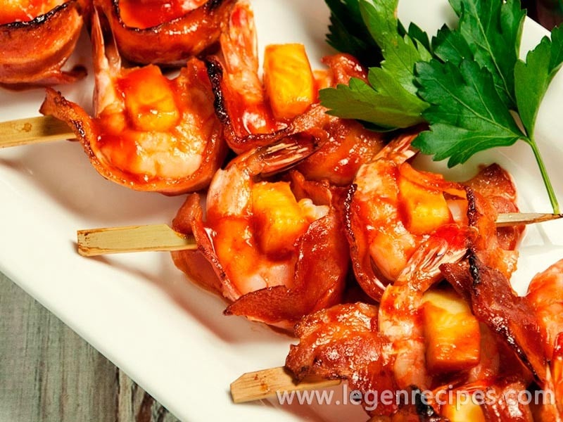 Shrimp, Pineapple and Bacon Skewers Recipe