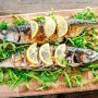 The mackerel baked in an oven