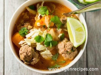 Winter Albondigas Soup with Shredded Cabbage