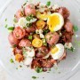 Bacon blue potato salad with soft boiled eggs
