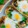 Baked Egg Taco Boats with Pulled Pork, Potatoes and Kale