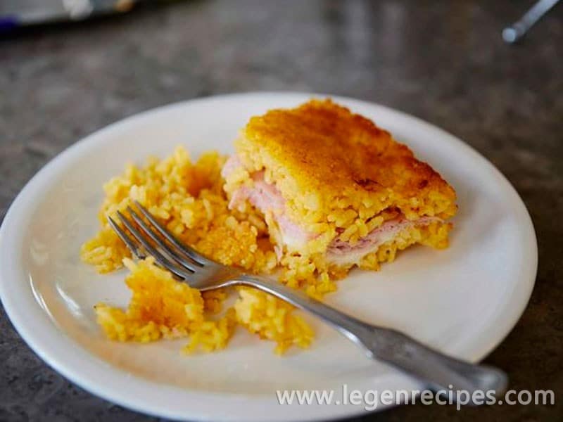 Baked Rice Cake with Ham and Cheese