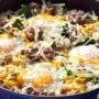 Cheesy Spinach and Egg Hashbrowns Skillet