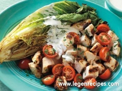 Chicken and Romaine Salad with Homemade Ranch Dressing