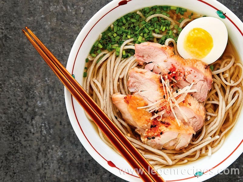 Hot Soba Noodles with Chicken and Egg
