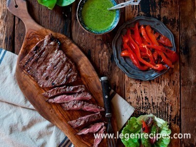 Porter Marinated Flank Steak Lettuce Wraps with IPA Chimichuri