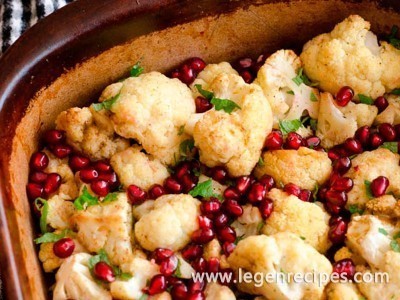 Roasted cauliflower with mint and pomegranate recipe