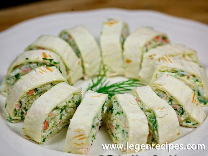 Tortilla Rolls with Crab Sticks and Cheese
