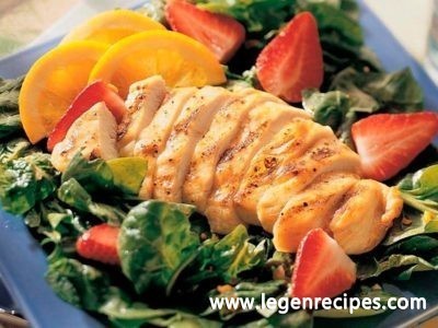 Grilled Chicken and Spinach Salad with Orange Dressing
