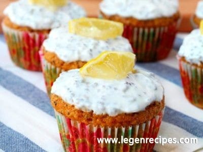 Lemon Poppy Seed Muffins with Greek Yogurt Frosting