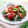 Salad with strawberries, cheese and nuts