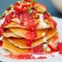 American pancakes with strawberry kuzu compote