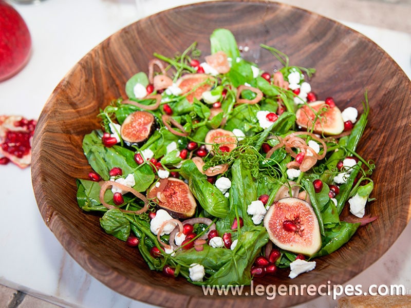 Pea Tendril Salad with Figs and Pomegranate