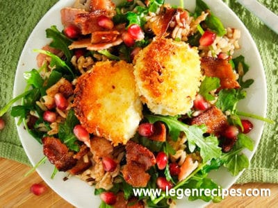 Wild Rice & Arugula Salad with Bacon & Fried Goat Cheese